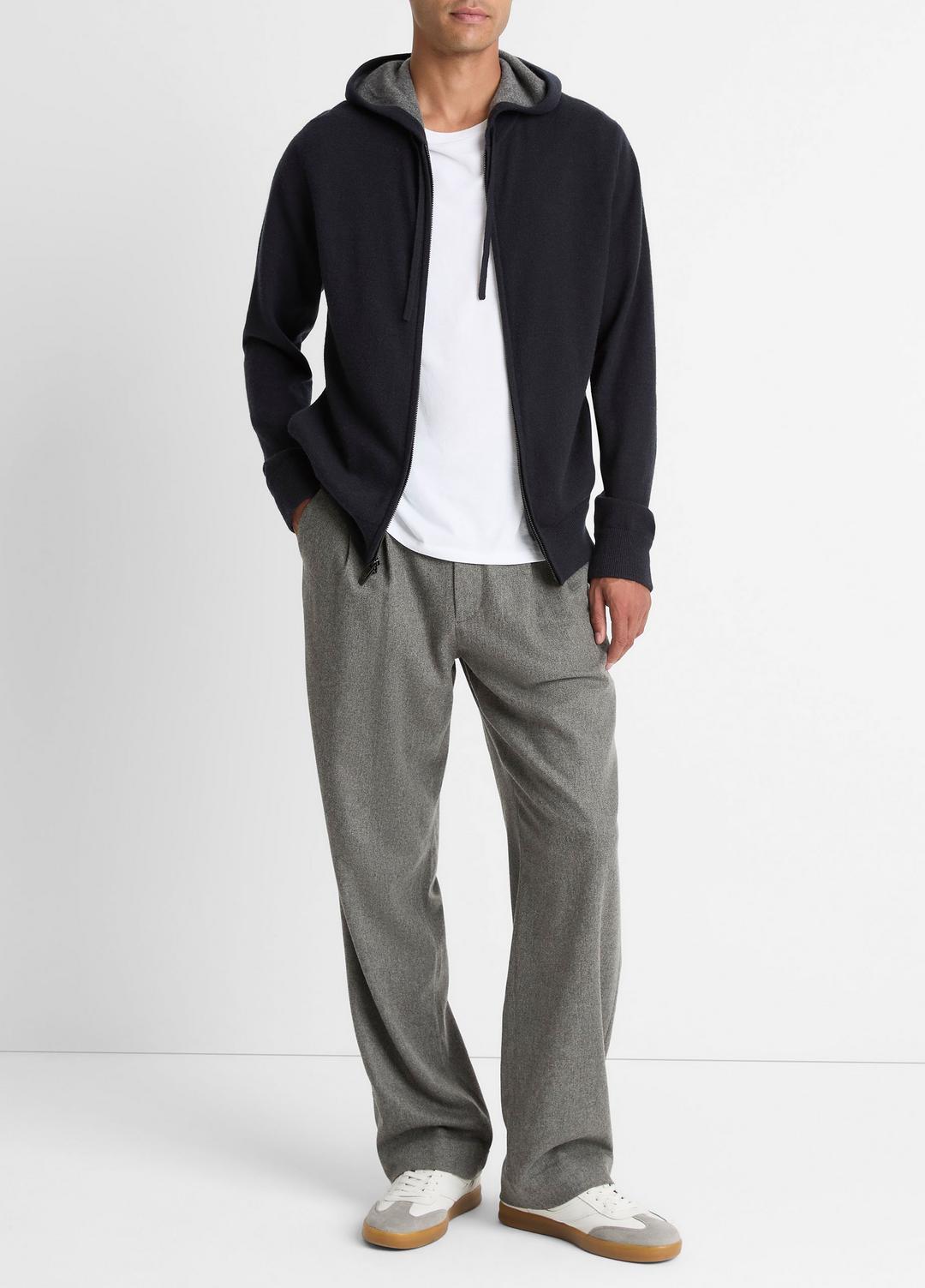 VINCE Men Cashmere Zip-Front Hoodie in Cashmere