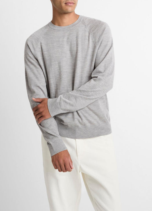 VINCE Men Featherweight Wool-Cashmere Crew Neck Sweater in Crew Neck