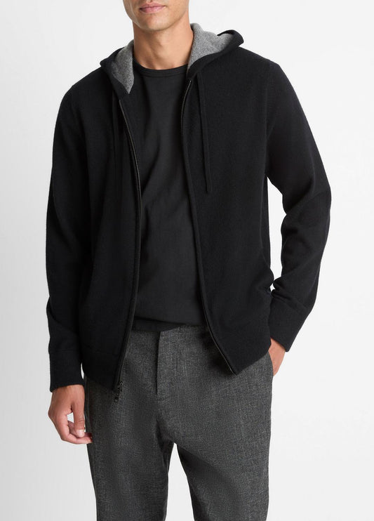VINCE Men Cashmere Zip-Front Hoodie in Cashmere
