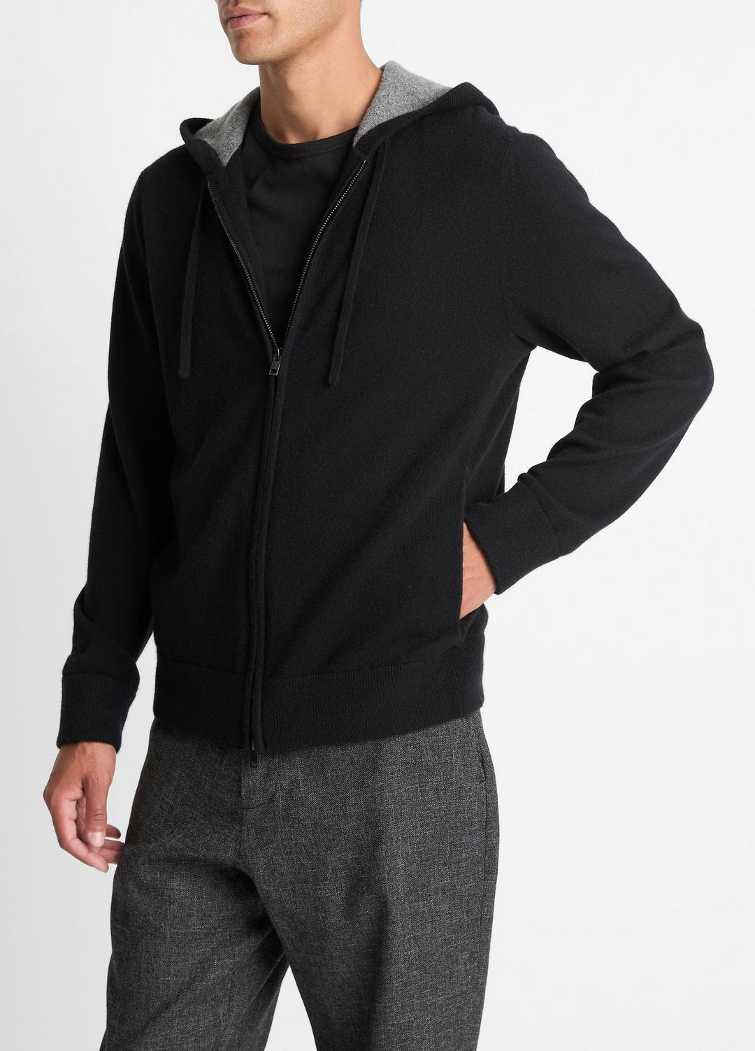 VINCE Men Cashmere Zip-Front Hoodie in Cashmere