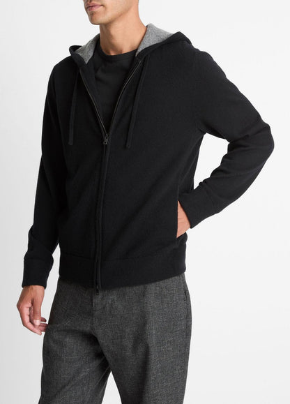VINCE Men Cashmere Zip-Front Hoodie in Cashmere