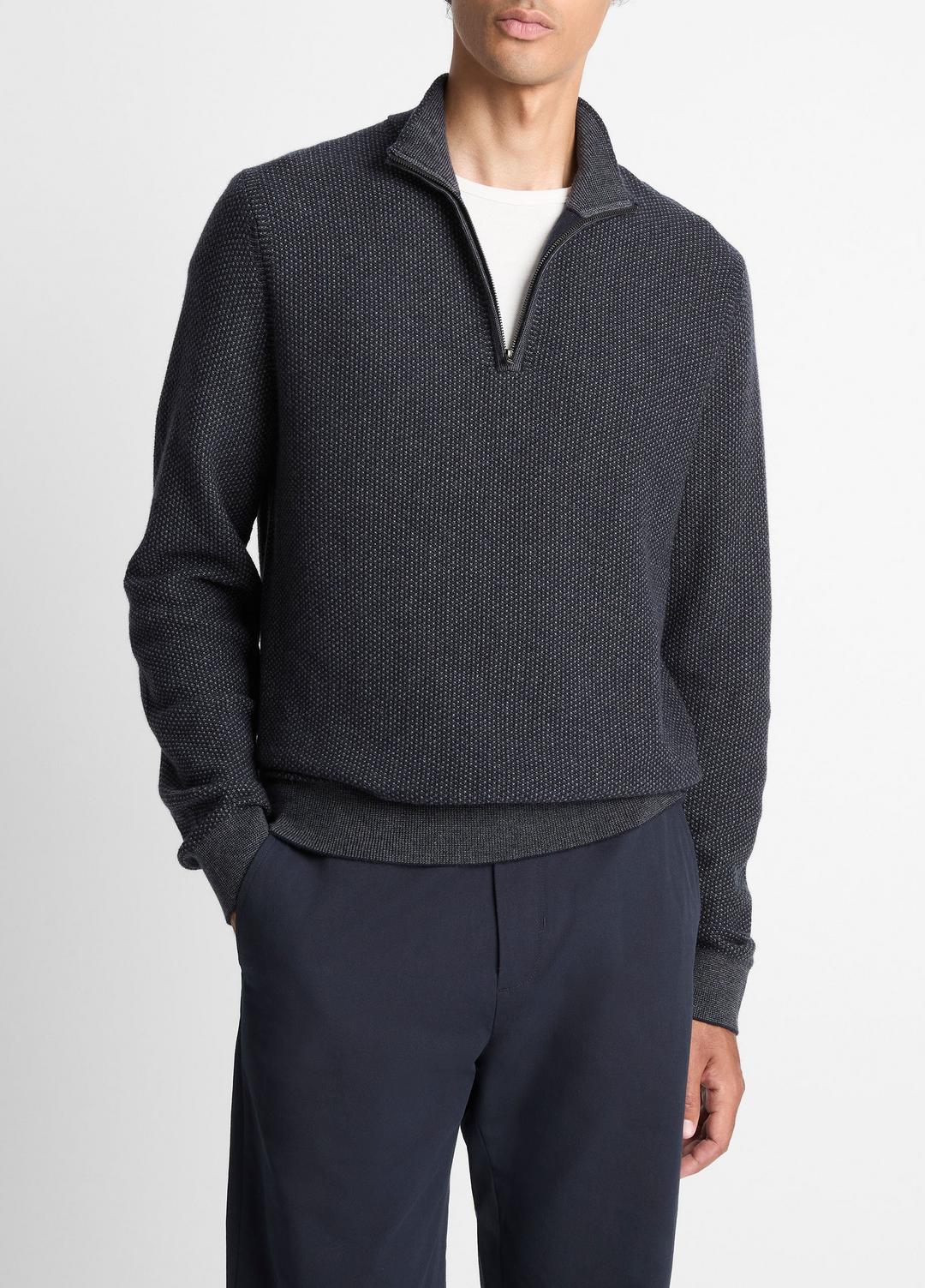 VINCE Men Geo-Jacquard Wool-Blend Quarter-Zip Sweater in Quarter Zip