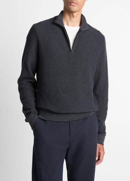 VINCE Men Geo-Jacquard Wool-Blend Quarter-Zip Sweater in Quarter Zip