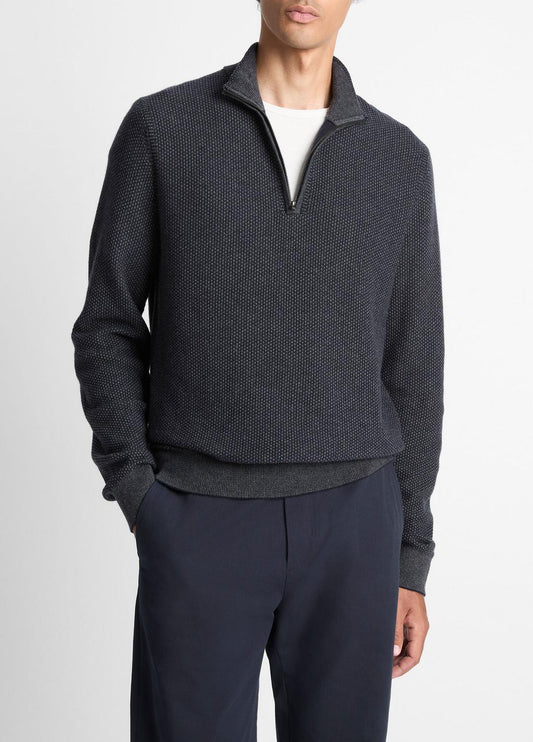 VINCE Men Geo-Jacquard Wool-Blend Quarter-Zip Sweater in Quarter Zip