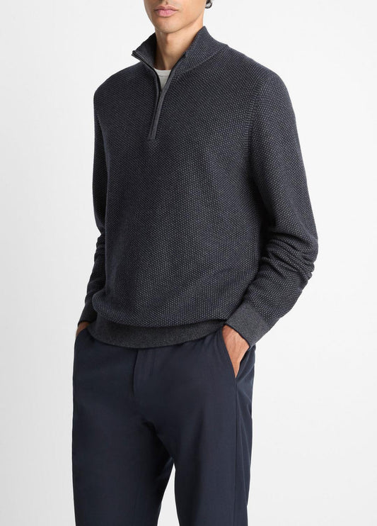 VINCE Men Geo-Jacquard Wool-Blend Quarter-Zip Sweater in Quarter Zip