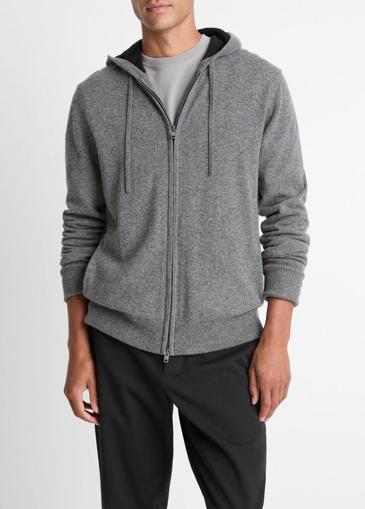 VINCE Men Cashmere Zip-Front Hoodie in Cashmere