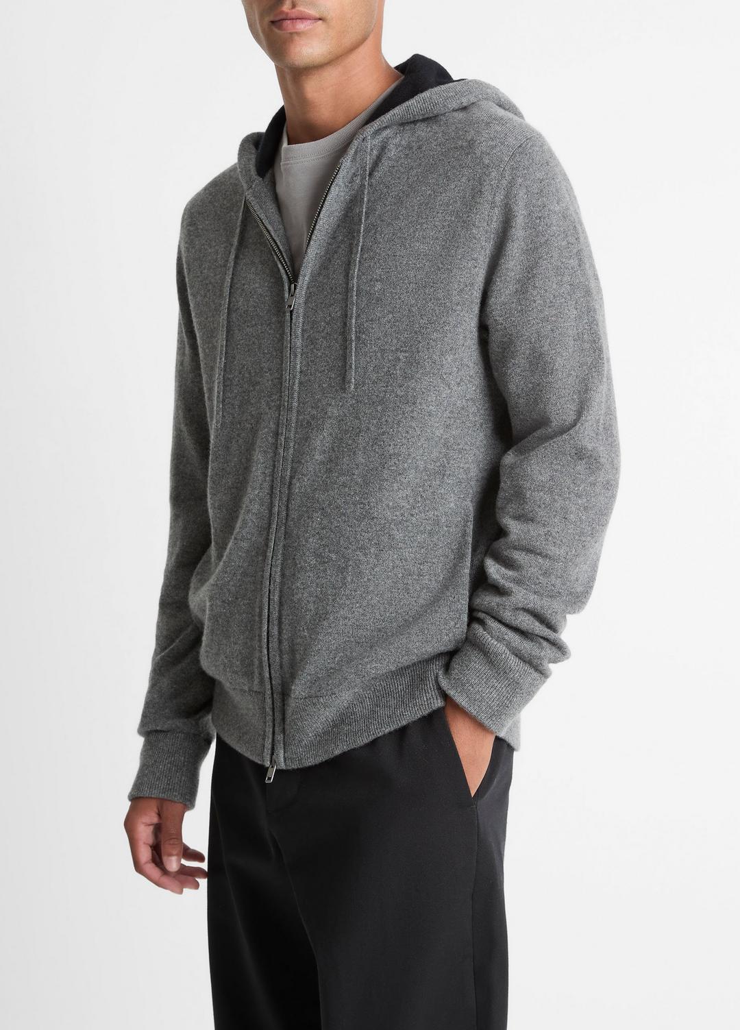 VINCE Men Cashmere Zip-Front Hoodie in Cashmere