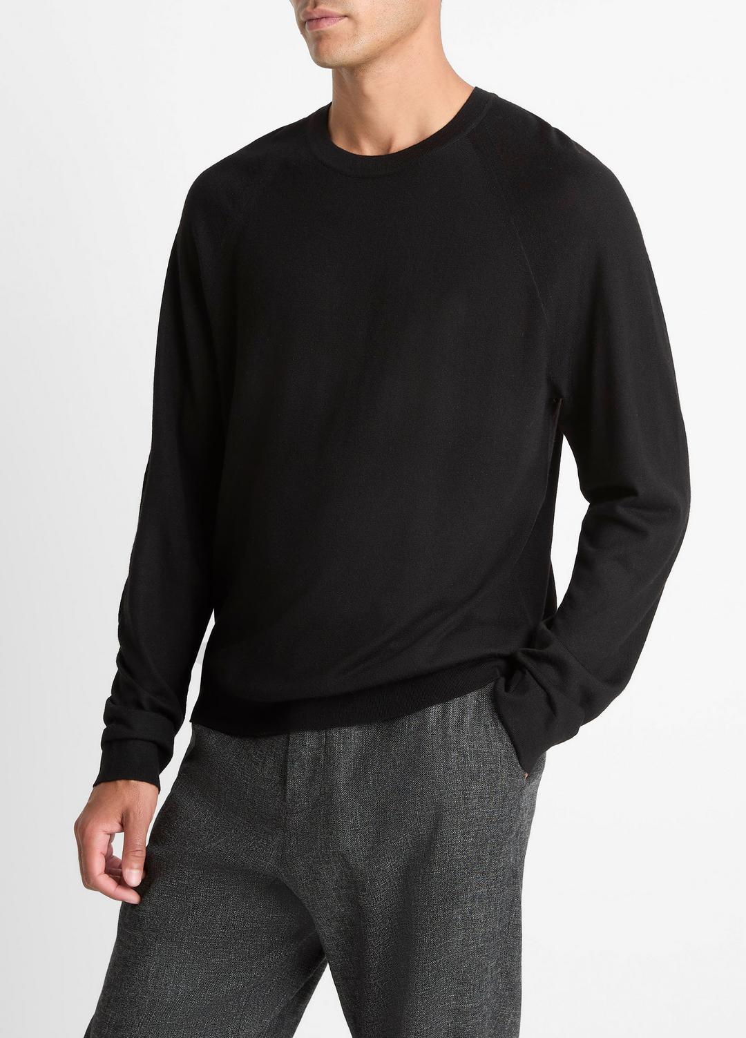 VINCE Men Featherweight Wool-Cashmere Crew Neck Sweater in Crew Neck