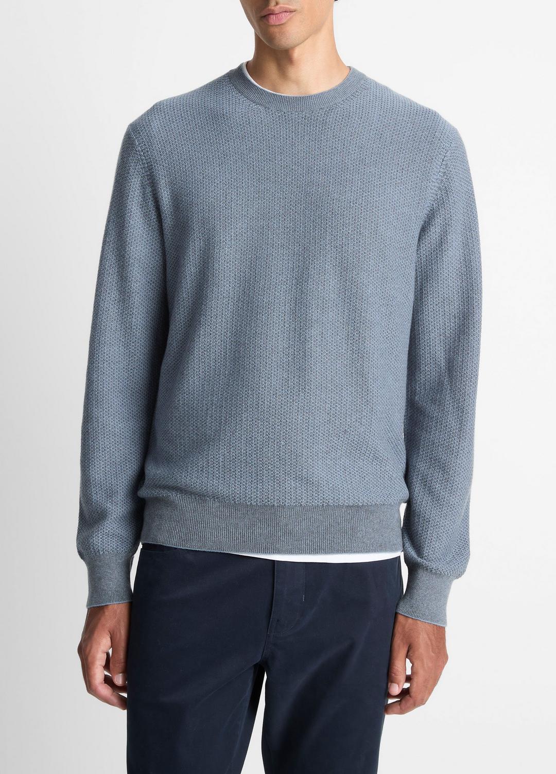 VINCE Men Geo-Jacquard Wool-Blend Crew Neck Sweater in Crew Neck