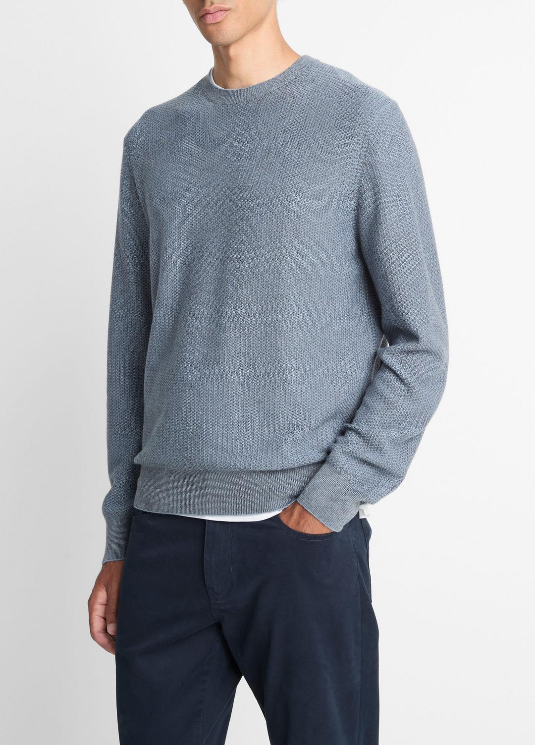 VINCE Men Geo-Jacquard Wool-Blend Crew Neck Sweater in Crew Neck