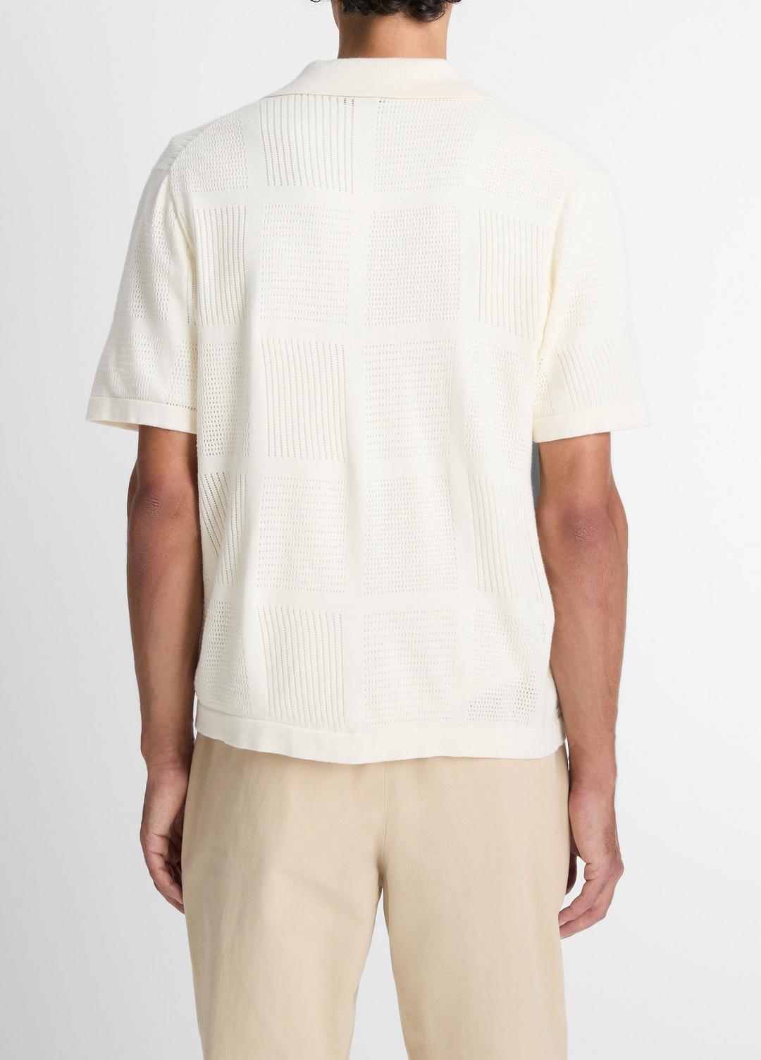 VINCE Men Patchwork Pointelle Short-Sleeve Shirt in Short Sleeve