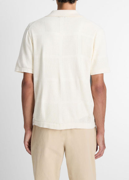VINCE Men Patchwork Pointelle Short-Sleeve Shirt in Short Sleeve