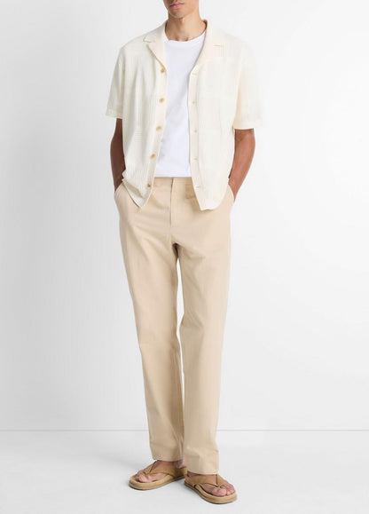 VINCE Men Patchwork Pointelle Short-Sleeve Shirt in Short Sleeve