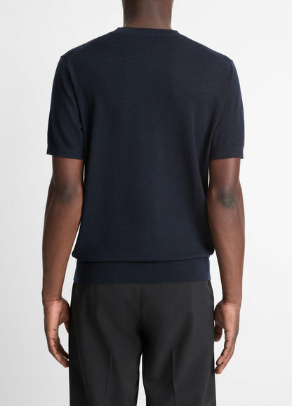 VINCE Men Featherweight Merino Wool-Cashmere Short-Sleeve Sweater in Crew Neck