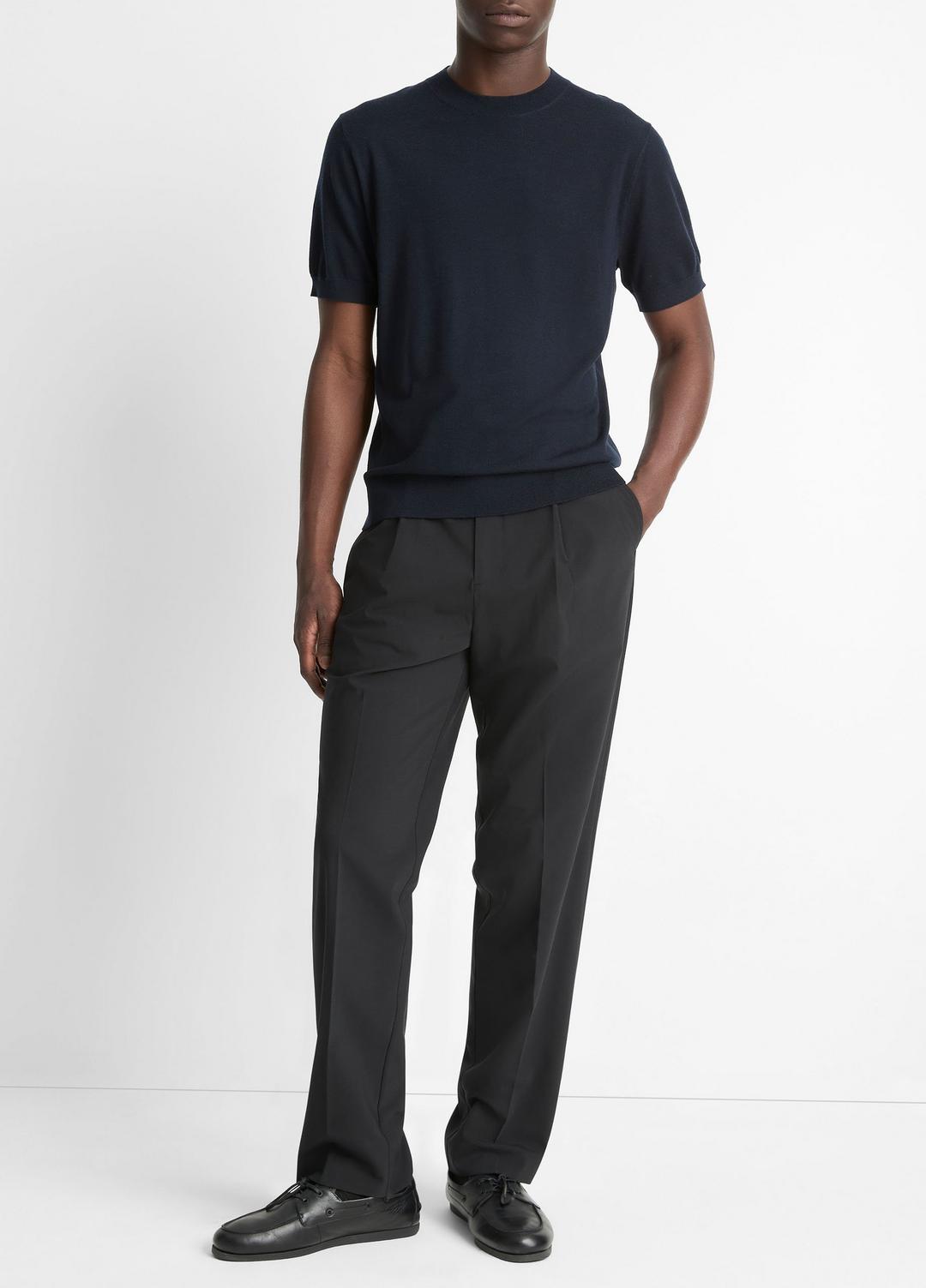VINCE Men Featherweight Merino Wool-Cashmere Short-Sleeve Sweater in Crew Neck