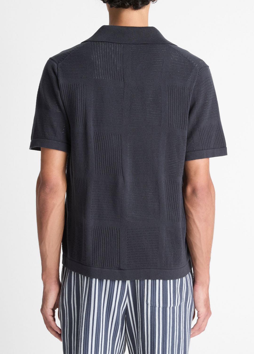 VINCE Men Patchwork Pointelle Short-Sleeve Shirt in Short Sleeve