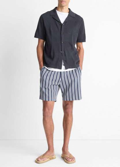 VINCE Men Patchwork Pointelle Short-Sleeve Shirt in Short Sleeve