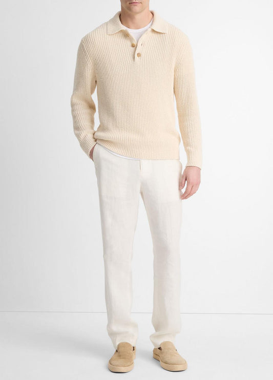 VINCE Men Shaker Italian Cotton-Blend Polo Sweater in Sweaters