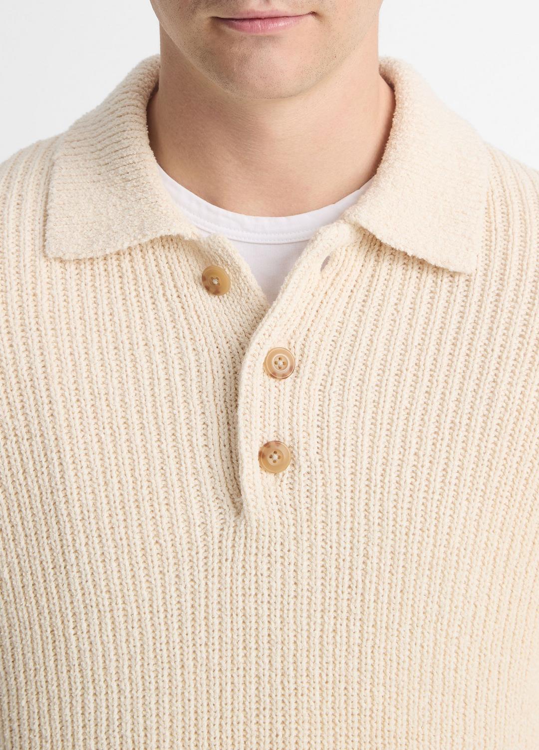 VINCE Men Shaker Italian Cotton-Blend Polo Sweater in Sweaters