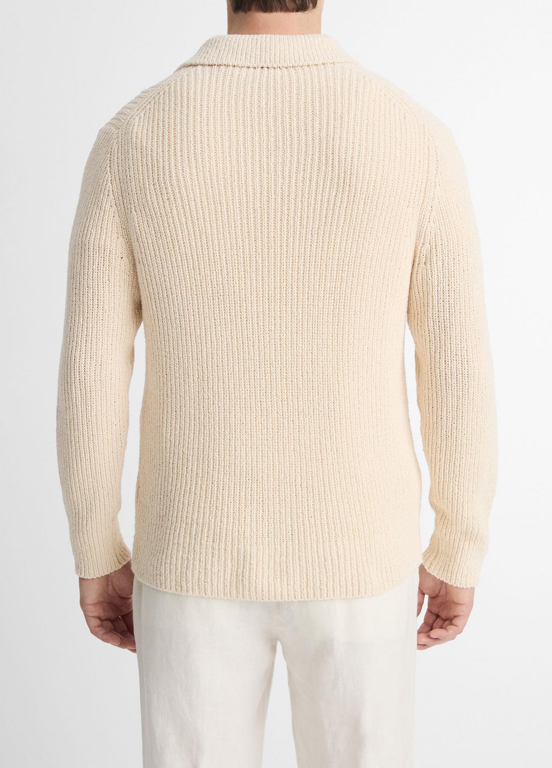 VINCE Men Shaker Italian Cotton-Blend Polo Sweater in Sweaters