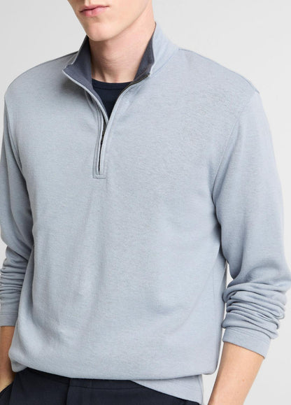 VINCE Men Double-Face Cotton-Blend Quarter-Zip Pullover in Quarter Zip