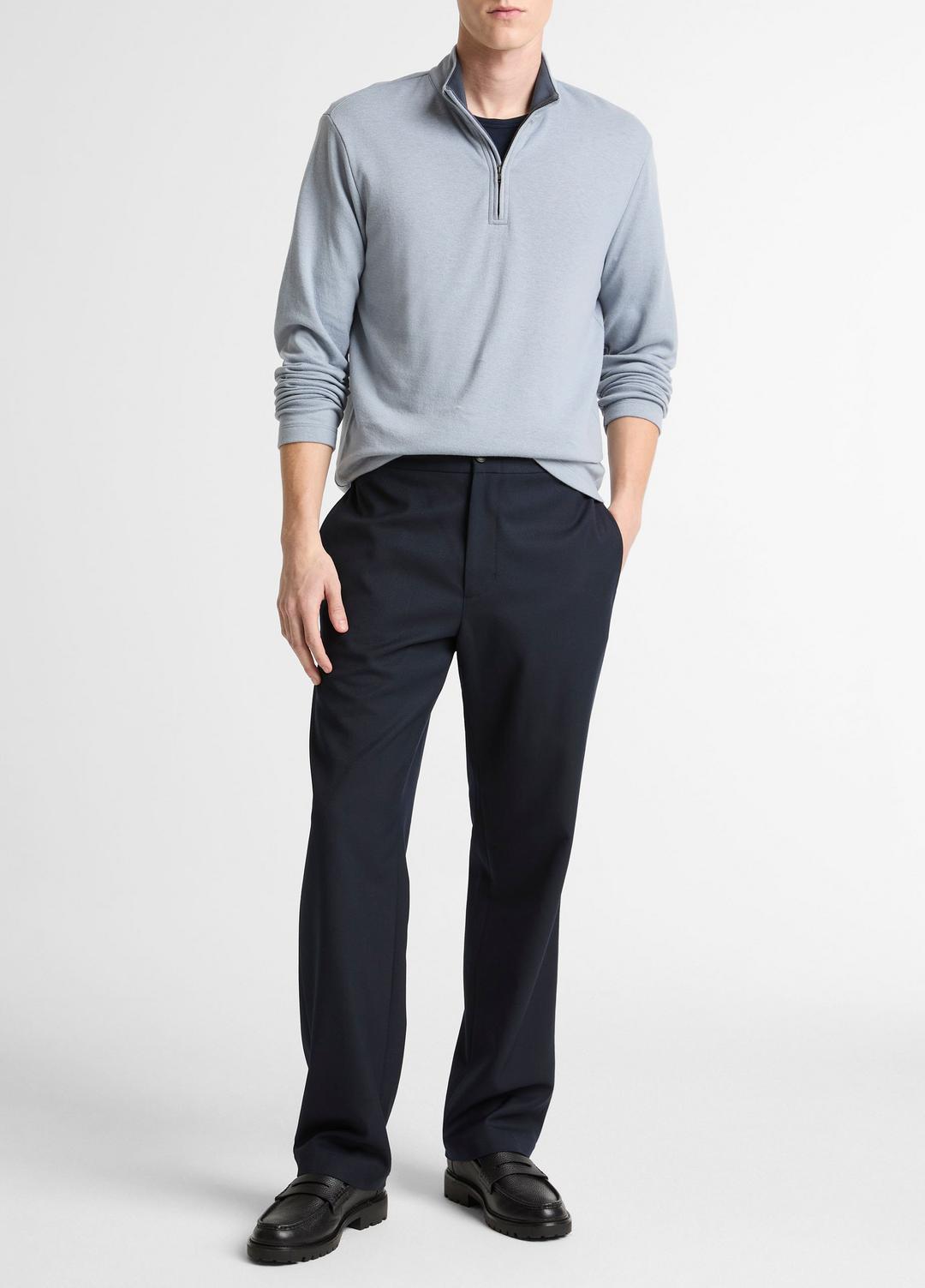 VINCE Men Double-Face Cotton-Blend Quarter-Zip Pullover in Quarter Zip