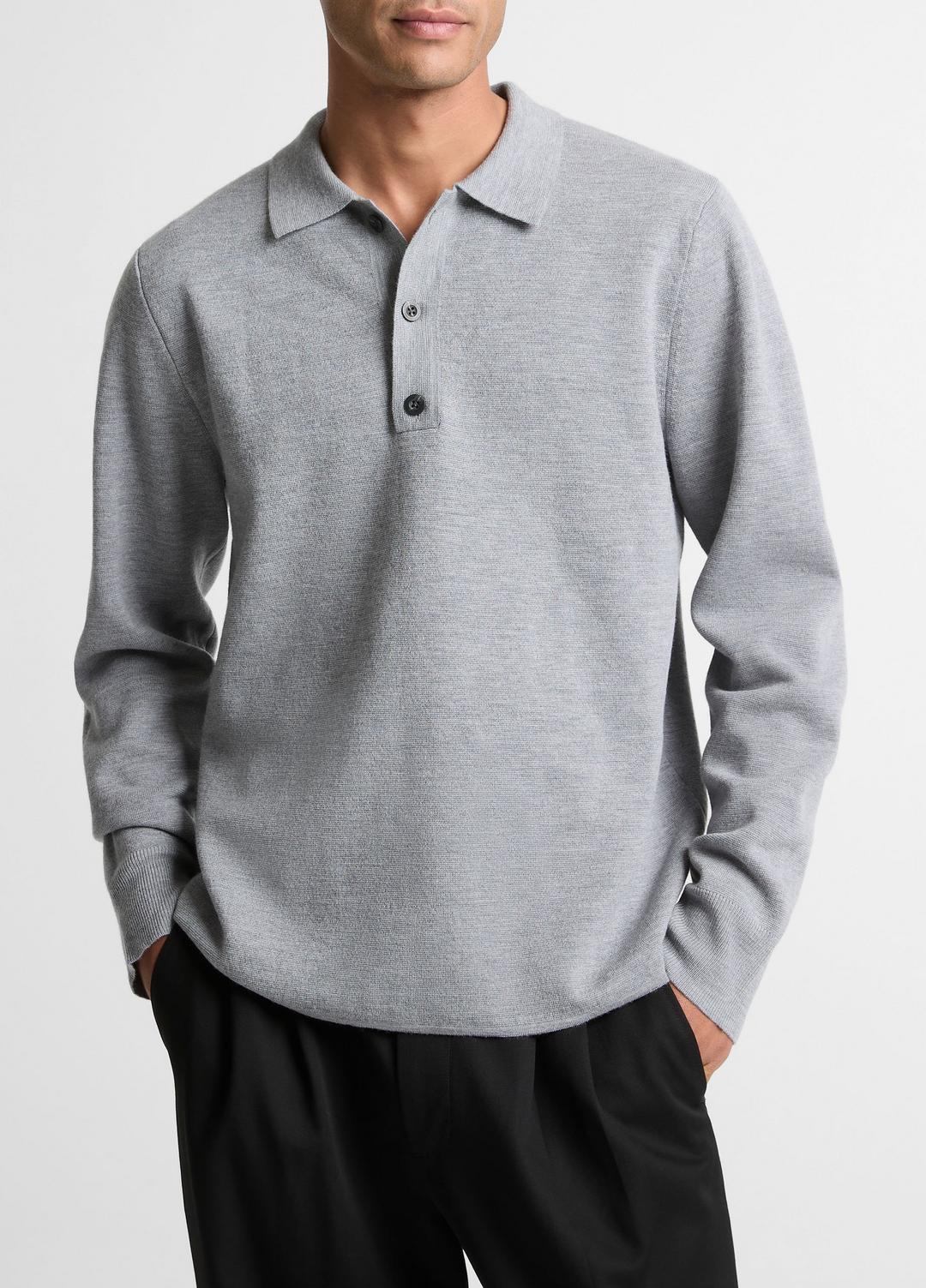 VINCE Men Italian Merino Wool Milano Polo Sweater in Sweaters
