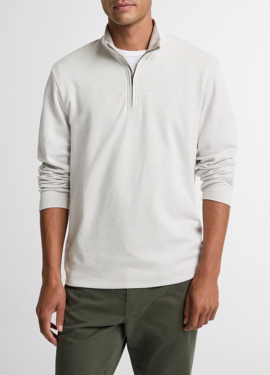 VINCE Men Double-Face Cotton-Blend Quarter-Zip Pullover in Quarter Zip