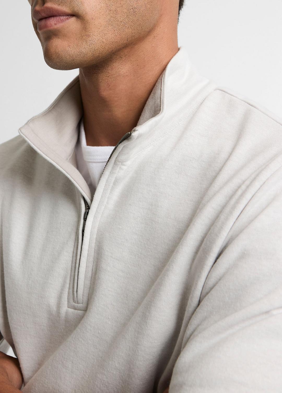 VINCE Men Double-Face Cotton-Blend Quarter-Zip Pullover in Quarter Zip
