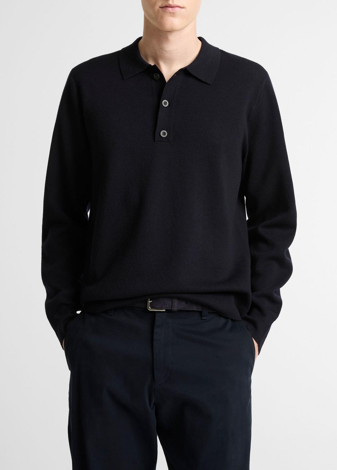 VINCE Men Italian Merino Wool Milano Polo Sweater in Sweaters