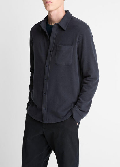 VINCE Men Knit Cotton-Blend Button-Front Shirt in Long Sleeve