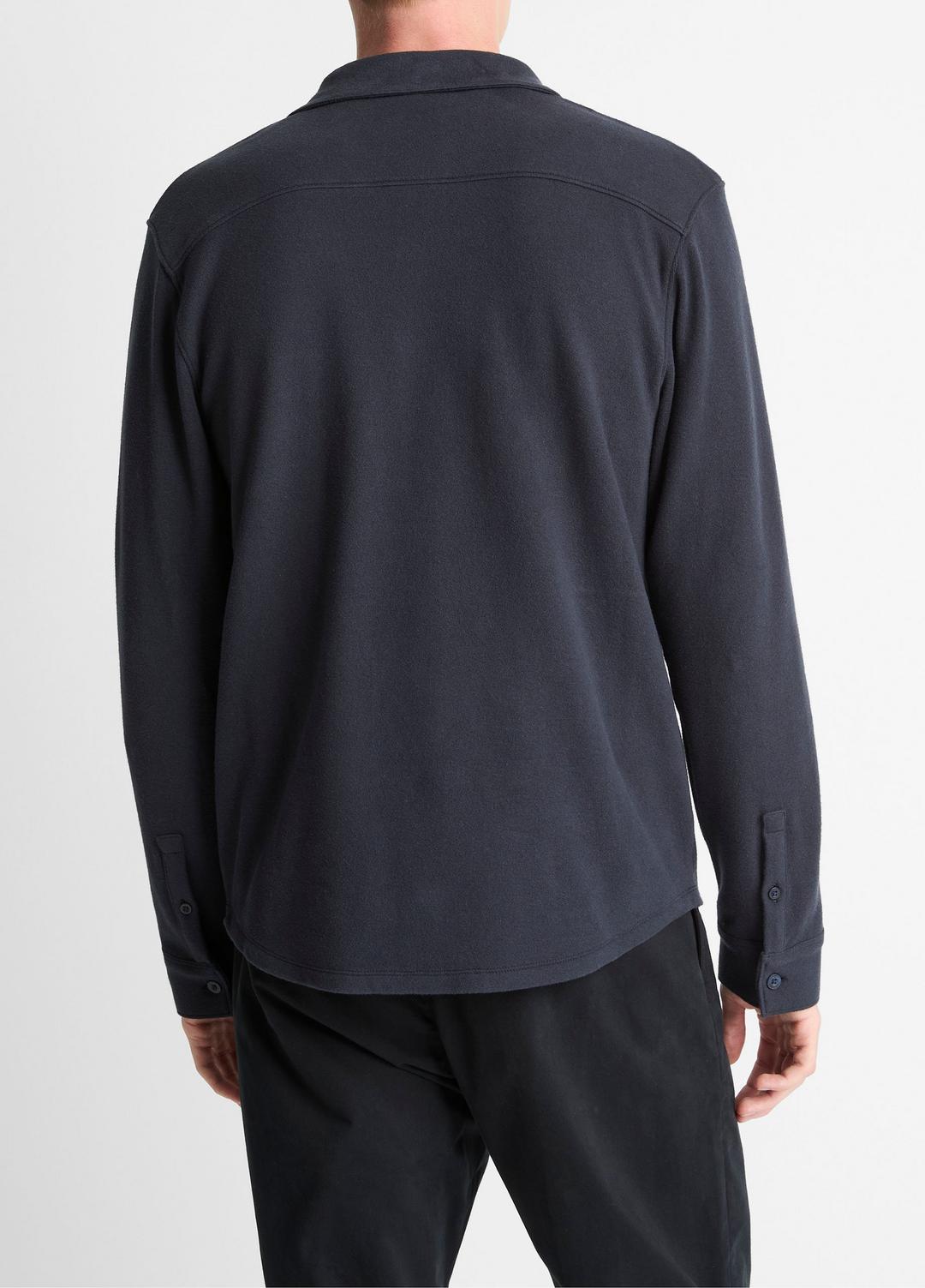 VINCE Men Knit Cotton-Blend Button-Front Shirt in Long Sleeve