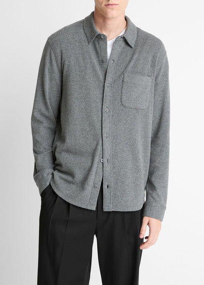 VINCE Men Knit Cotton-Blend Button-Front Shirt in Long Sleeve