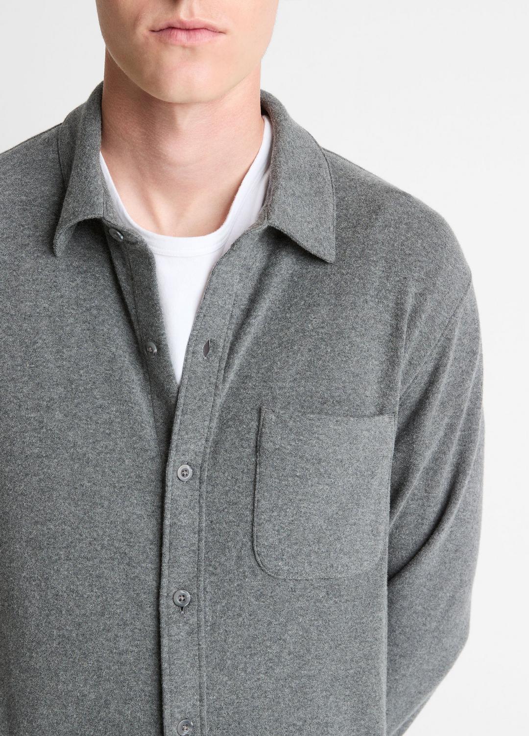 VINCE Men Knit Cotton-Blend Button-Front Shirt in Long Sleeve
