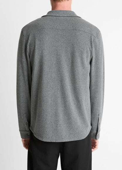 VINCE Men Knit Cotton-Blend Button-Front Shirt in Long Sleeve