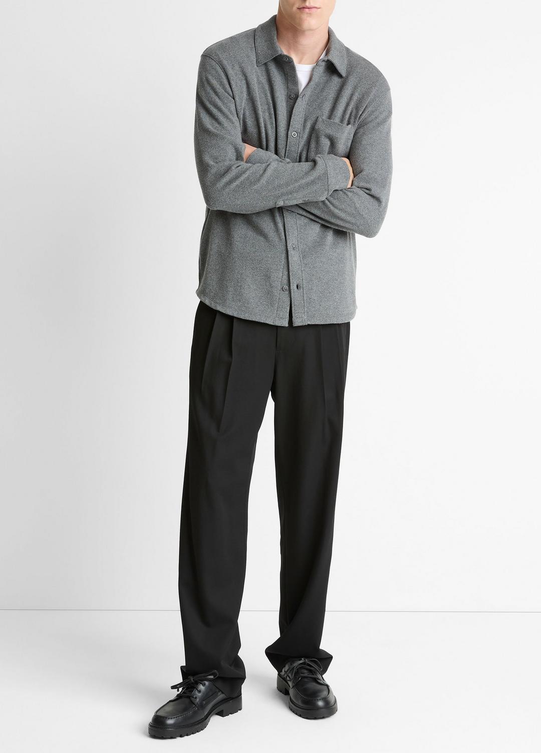 VINCE Men Knit Cotton-Blend Button-Front Shirt in Long Sleeve
