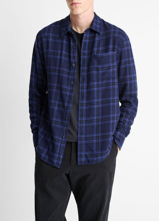 VINCE Men Big Horn Plaid Cotton Button-Front Shirt in Long Sleeve