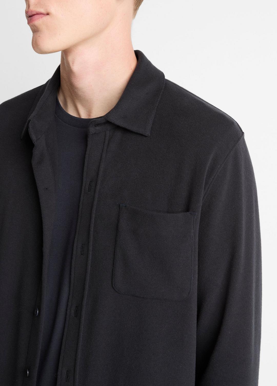 VINCE Men Knit Cotton-Blend Button-Front Shirt in Long Sleeve