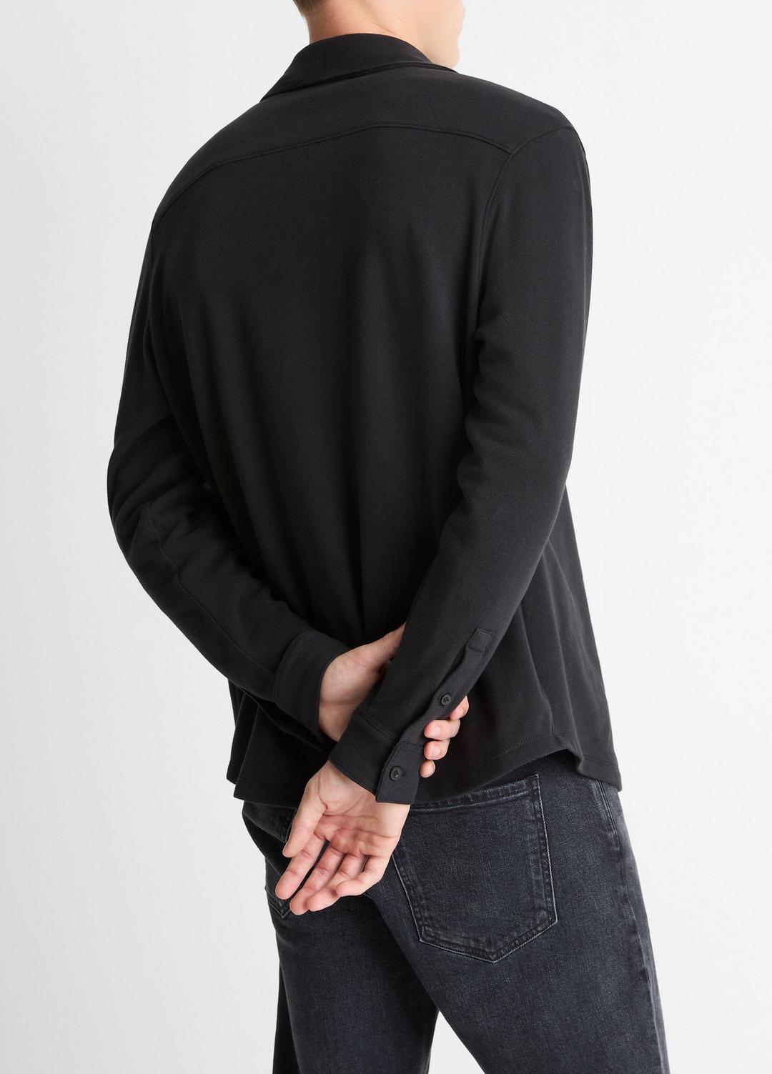 VINCE Men Knit Cotton-Blend Button-Front Shirt in Long Sleeve