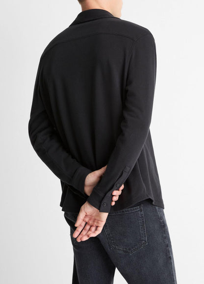 VINCE Men Knit Cotton-Blend Button-Front Shirt in Long Sleeve