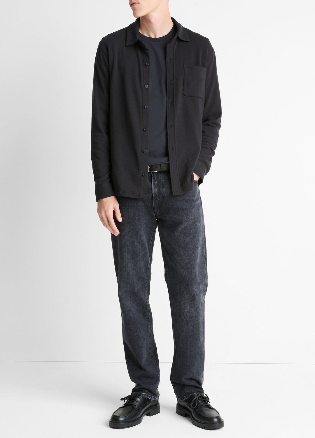 VINCE Men Knit Cotton-Blend Button-Front Shirt in Long Sleeve