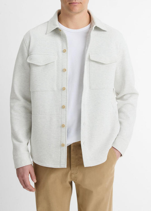 VINCE Men Double-Knit Cotton-Blend Piqué Shirt Jacket in Shirt Jackets