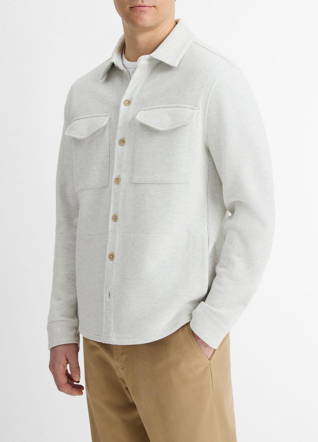 VINCE Men Double-Knit Cotton-Blend Piqué Shirt Jacket in Shirt Jackets