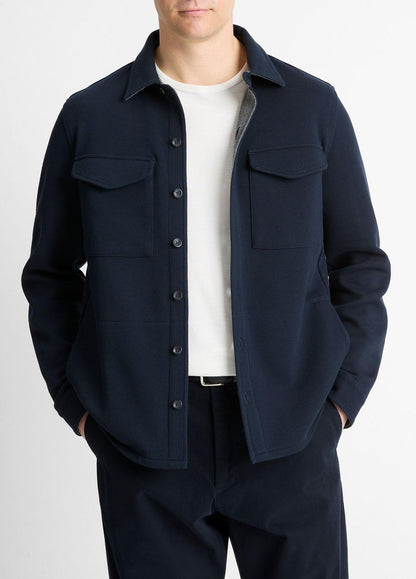 VINCE Men Double-Knit Cotton-Blend Piqué Shirt Jacket in Shirt Jackets