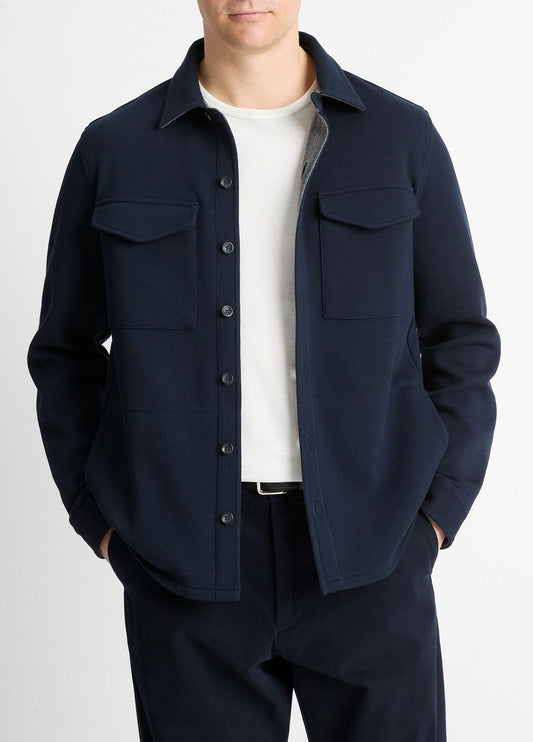VINCE Men Double-Knit Cotton-Blend Piqué Shirt Jacket in Shirt Jackets