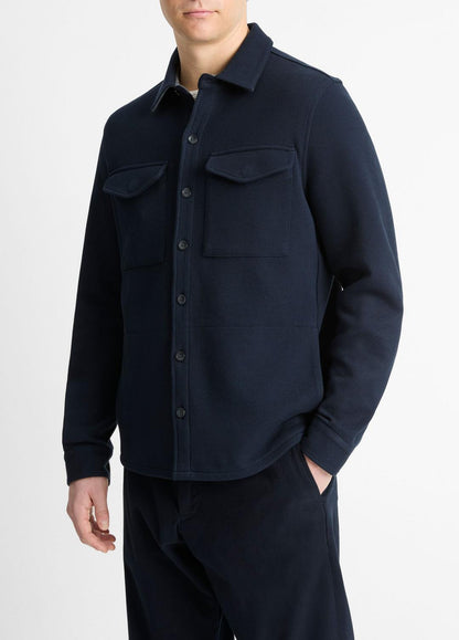 VINCE Men Double-Knit Cotton-Blend Piqué Shirt Jacket in Shirt Jackets