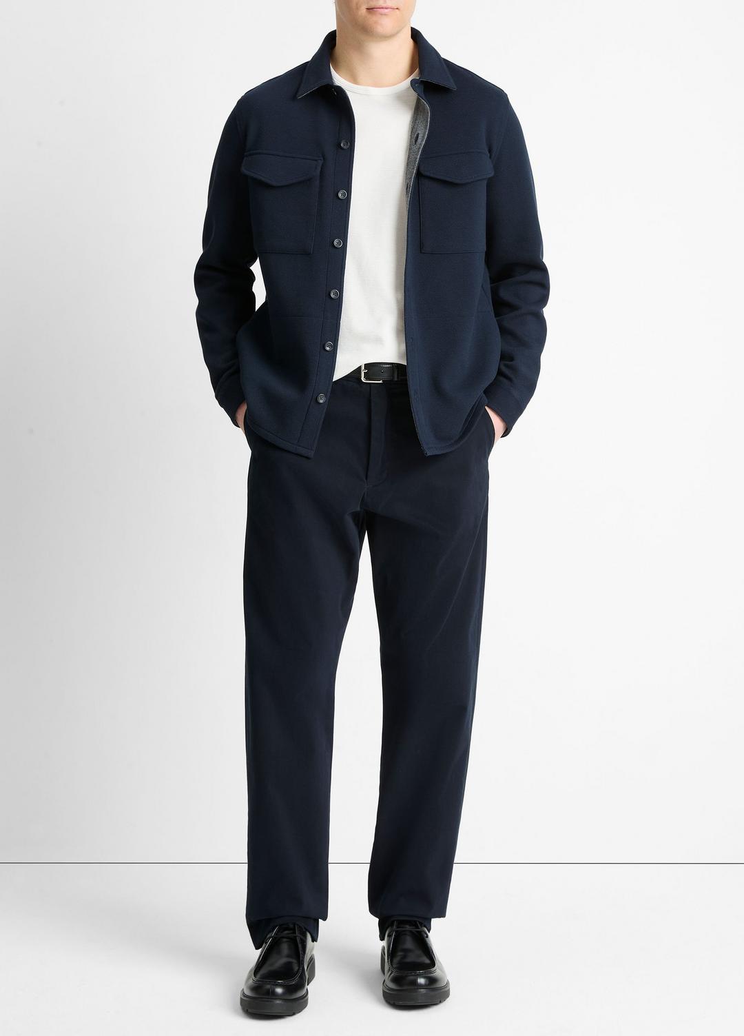 VINCE Men Double-Knit Cotton-Blend Piqué Shirt Jacket in Shirt Jackets