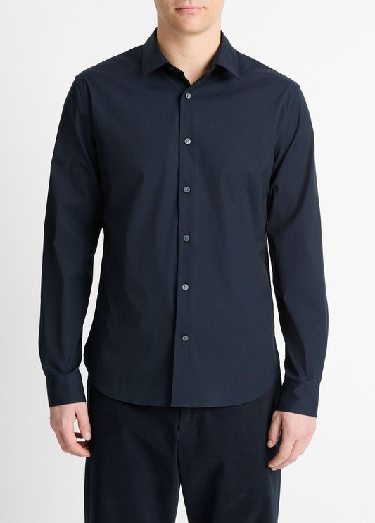VINCE Men Stretch-Cotton Poplin Shirt in Long Sleeve