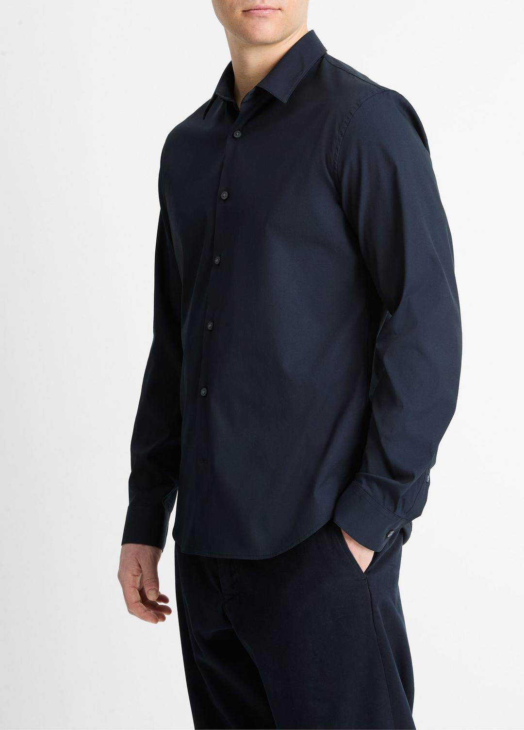 VINCE Men Stretch-Cotton Poplin Shirt in Long Sleeve
