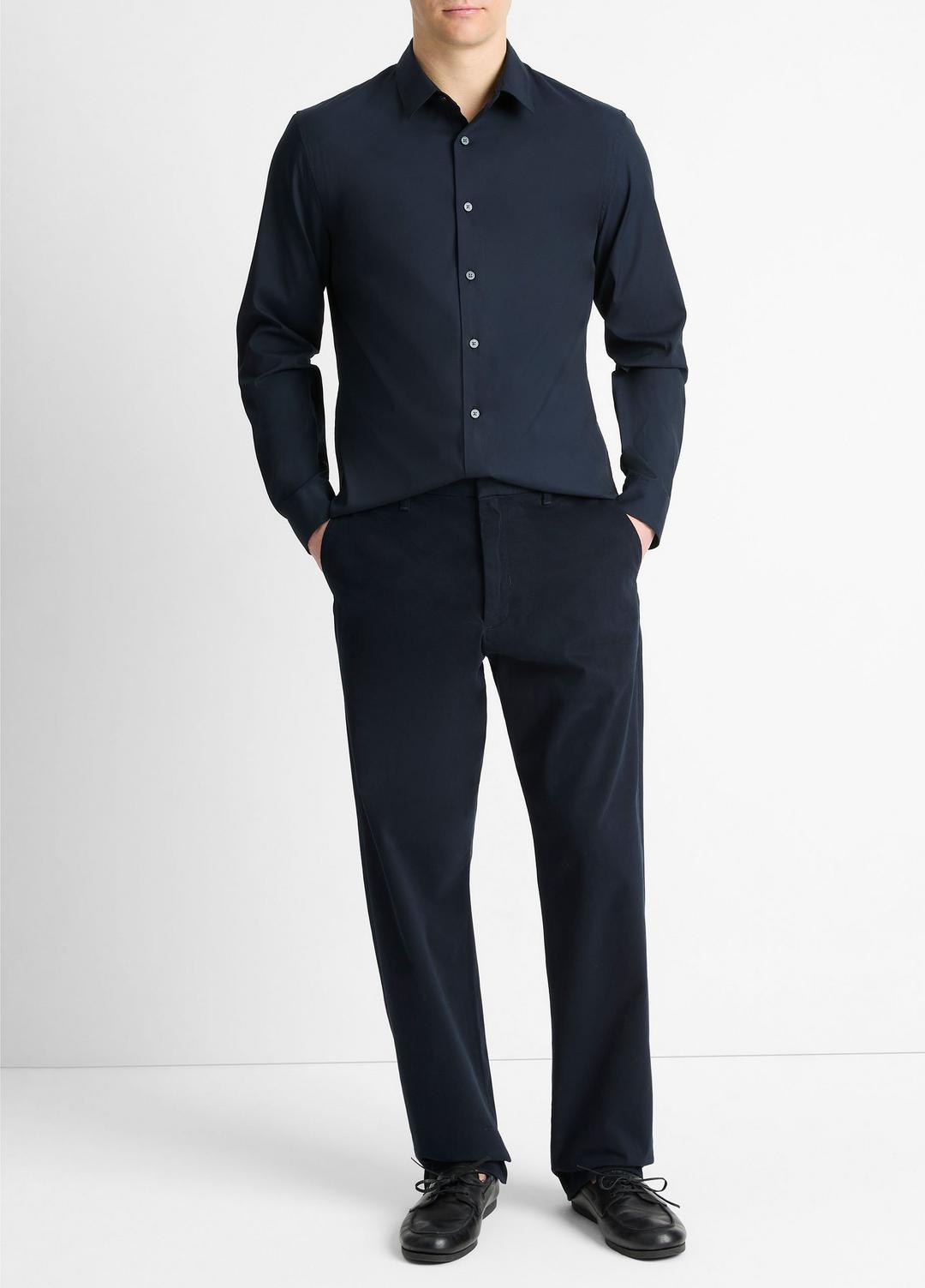 VINCE Men Stretch-Cotton Poplin Shirt in Long Sleeve